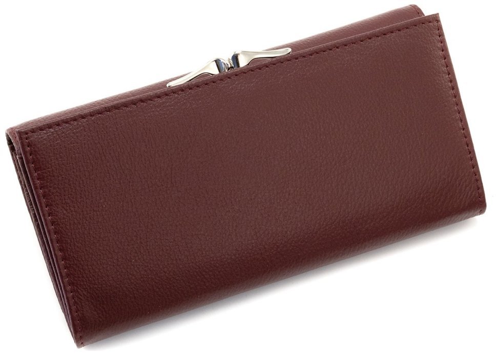 Бордовый женский кожаный кошелек с наружной монетницей на застежке поцелуй ST Leather 90860 фото №4 Бордовый женский кожаный кошелек с наружной монетницей на застежке поцелуй ST Leather 90860 modnotak фото №4