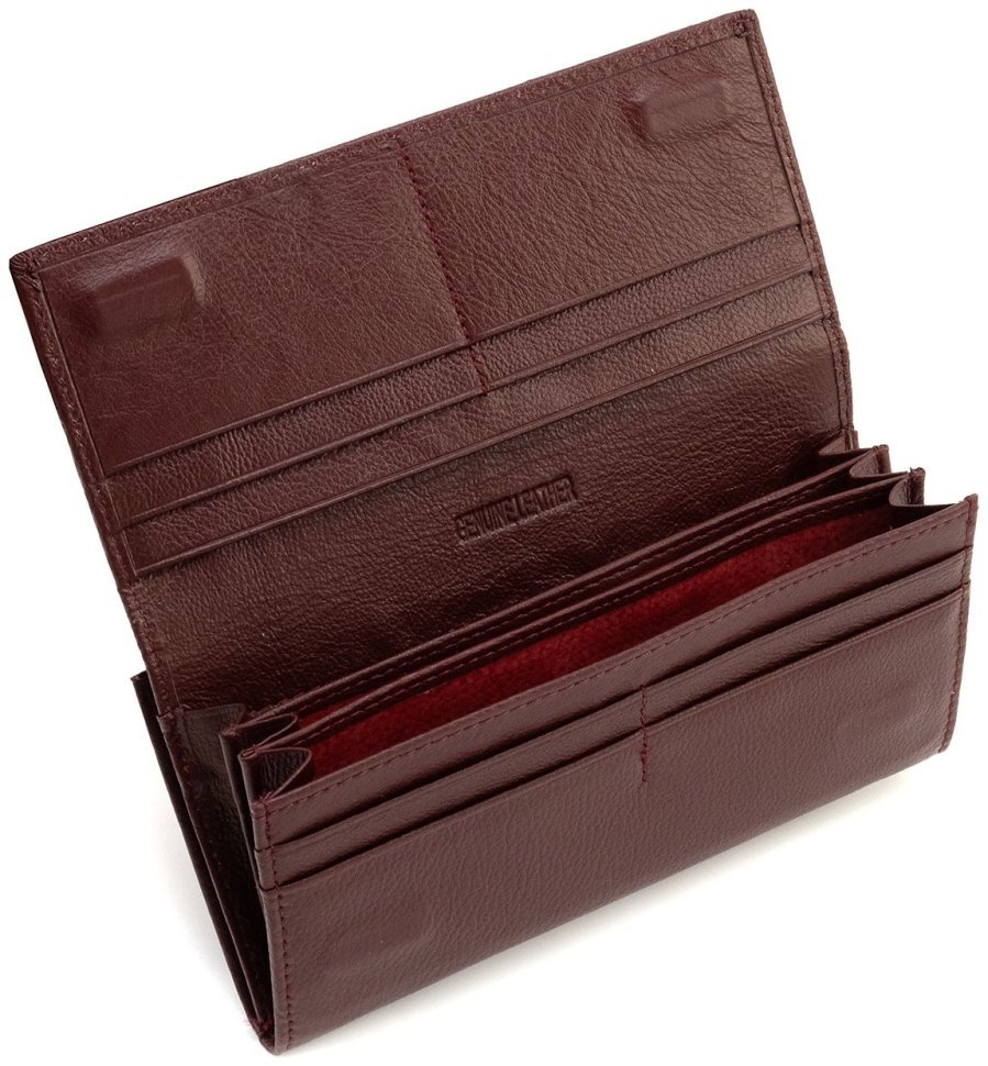 Бордовый женский кожаный кошелек с наружной монетницей на застежке поцелуй ST Leather 90860 фото №6 Бордовый женский кожаный кошелек с наружной монетницей на застежке поцелуй ST Leather 90860 modnotak фото №6