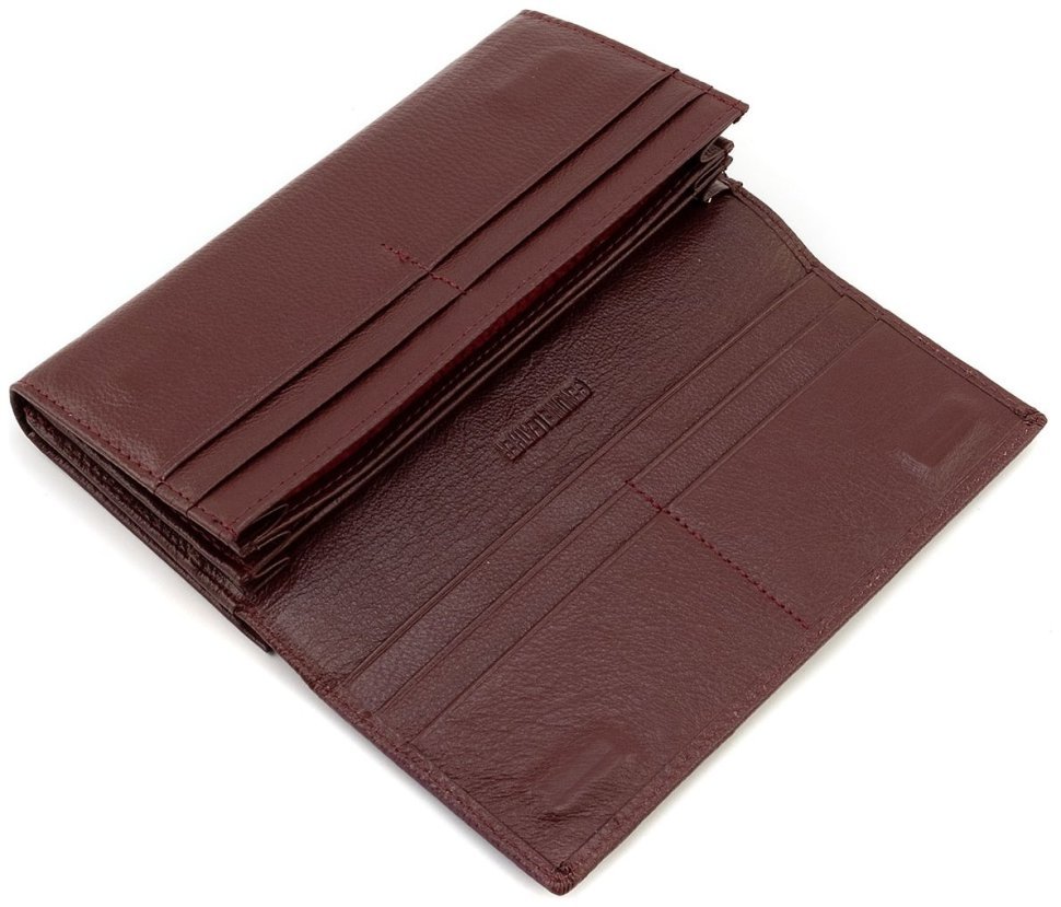 Бордовый женский кожаный кошелек с наружной монетницей на застежке поцелуй ST Leather 90860 фото №7 Бордовый женский кожаный кошелек с наружной монетницей на застежке поцелуй ST Leather 90860 modnotak фото №7