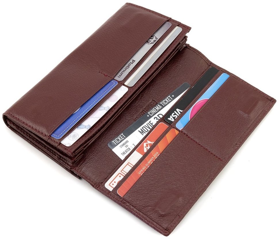 Бордовый женский кожаный кошелек с наружной монетницей на застежке поцелуй ST Leather 90860 фото №8 Бордовый женский кожаный кошелек с наружной монетницей на застежке поцелуй ST Leather 90860 modnotak фото №8