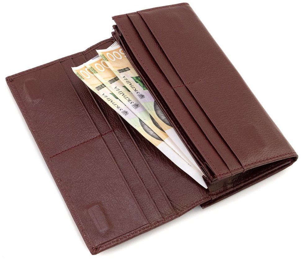 Бордовый женский кожаный кошелек с наружной монетницей на застежке поцелуй ST Leather 90860 фото №9 Бордовый женский кожаный кошелек с наружной монетницей на застежке поцелуй ST Leather 90860 modnotak фото №9