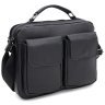 Чоловіча шкіряна сумка-портфель середнього розміру у чорному кольорі Keizer 71660 - 1
