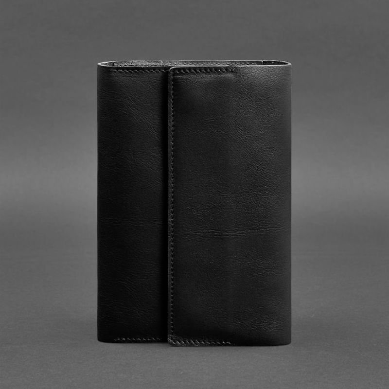 Шкіряний блокнот (Софт-бук) у вугільно-чорному кольорі з ручкою в комплекті - BlankNote (42060)