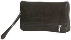 Кожаный клатч коричневого цвета с ремешком на кисть Vip Collection 102360