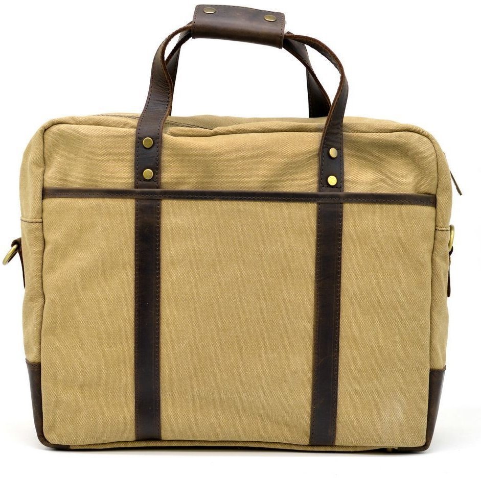 Текстильна світло-коричнева чоловіча сумка для ноутбука та документів TARWA (19931)