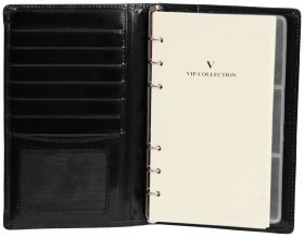 Кожаный блокнот органайзер без застежки Diamond черного цвета Vip Collection 102560