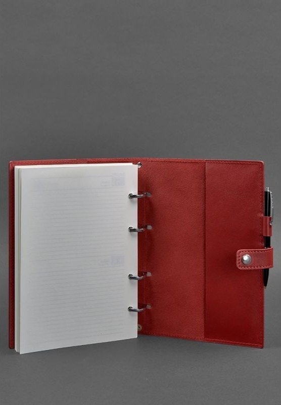 Шкіряний блокнот (Софт-бук) червоного кольору з датованим блоком - BlankNote (42560)