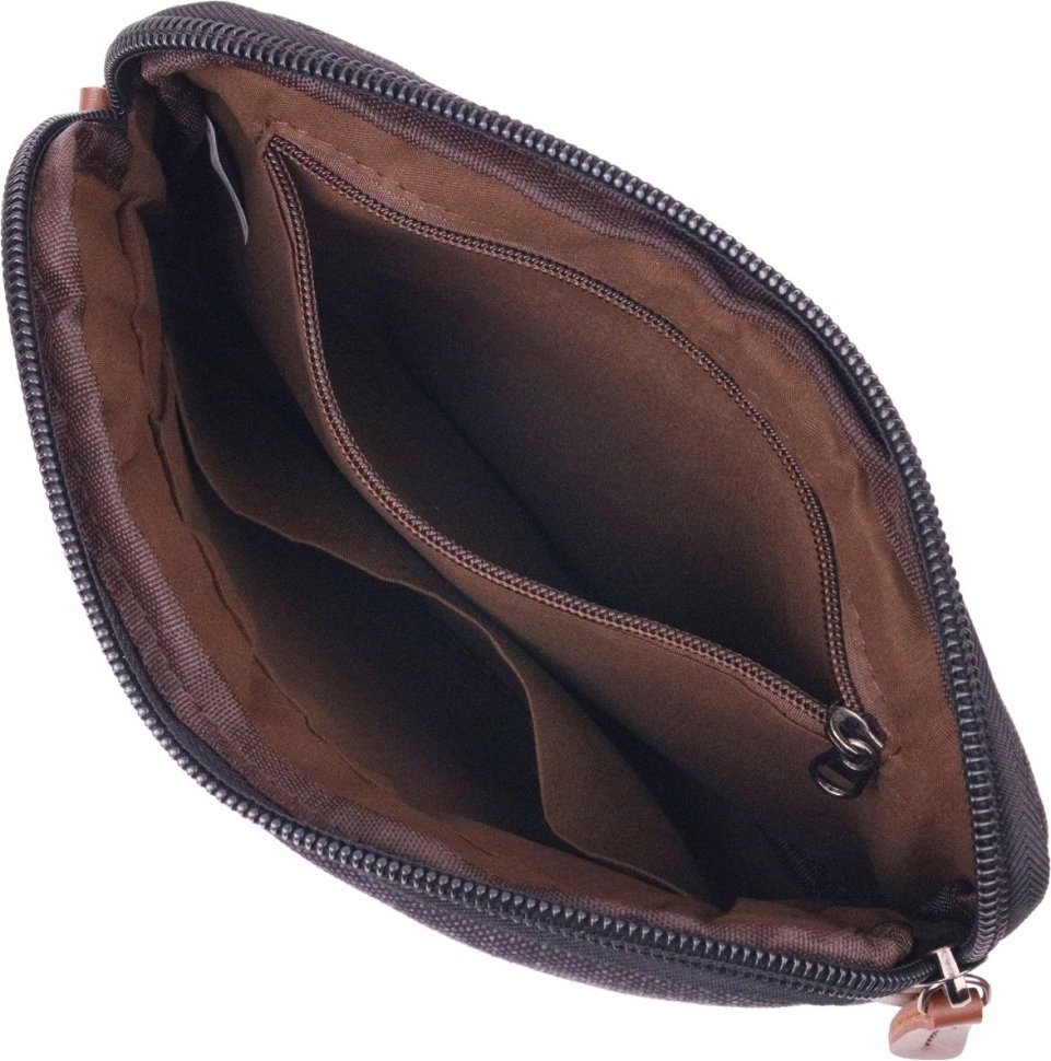 Удобный мужской клатч из текстиля черного цвета с кистевым ремешком Vintage (2421258)