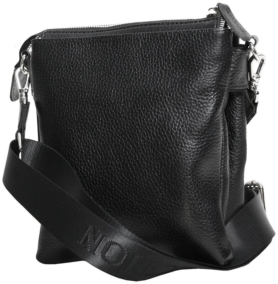 Міська чоловіча сумка через плече із натуральної шкіри Vip Collection чорного кольору 102660 modnotak фото №2