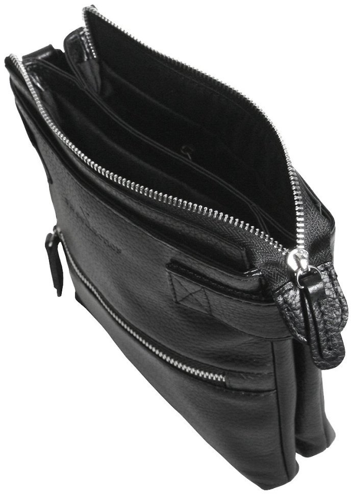 Міська чоловіча сумка через плече із натуральної шкіри Vip Collection чорного кольору 102660 modnotak фото №3