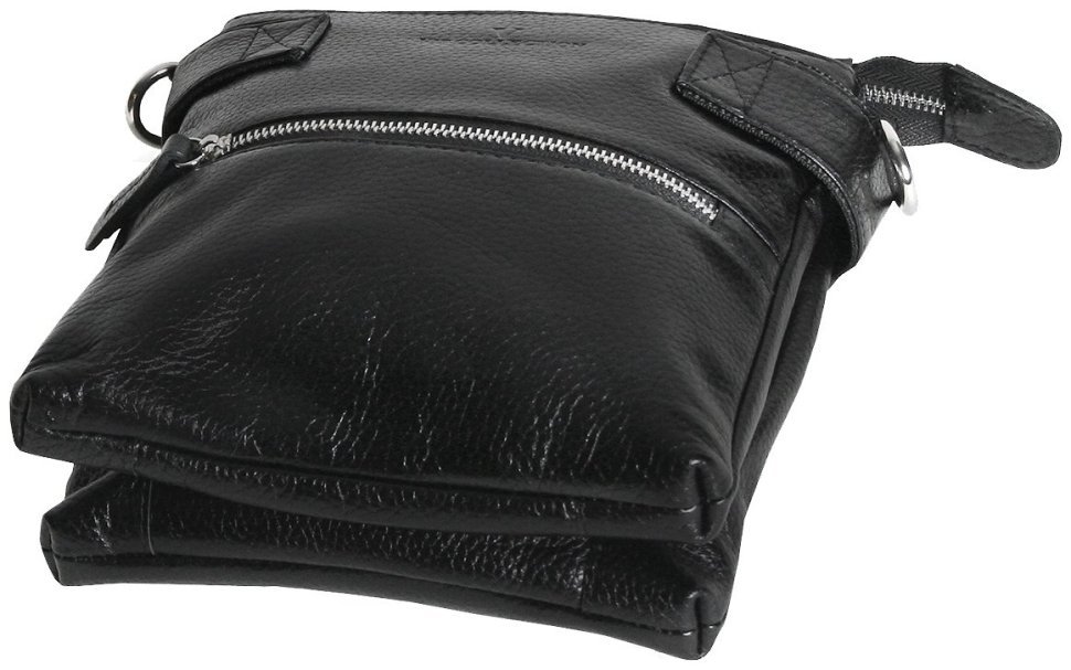 Міська чоловіча сумка через плече із натуральної шкіри Vip Collection чорного кольору 102660 modnotak фото №4
