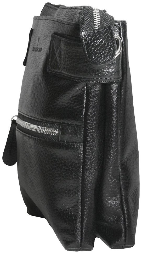 Міська чоловіча сумка через плече із натуральної шкіри Vip Collection чорного кольору 102660 modnotak фото №5