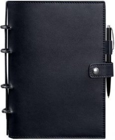 Темно-синий кожаный блокнот (Софт-бук) с датированным блоком - BlankNote (42660)