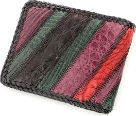 Разноцветное портмоне из натуральной кожи крокодила CROCODILE LEATHER (024-18579)