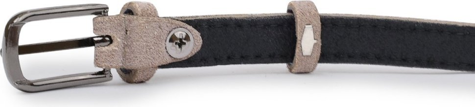 Женский замшевый ремень бежевого цвета с лаконичной пряжкой Vintage (2420755)