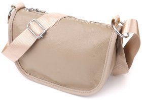 Жіноча напівкругла сумка зі шкіри флотар через плече Vintage 103160 бежева