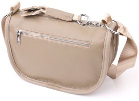 Жіноча напівкругла сумка зі шкіри флотар через плече Vintage 103160 бежева