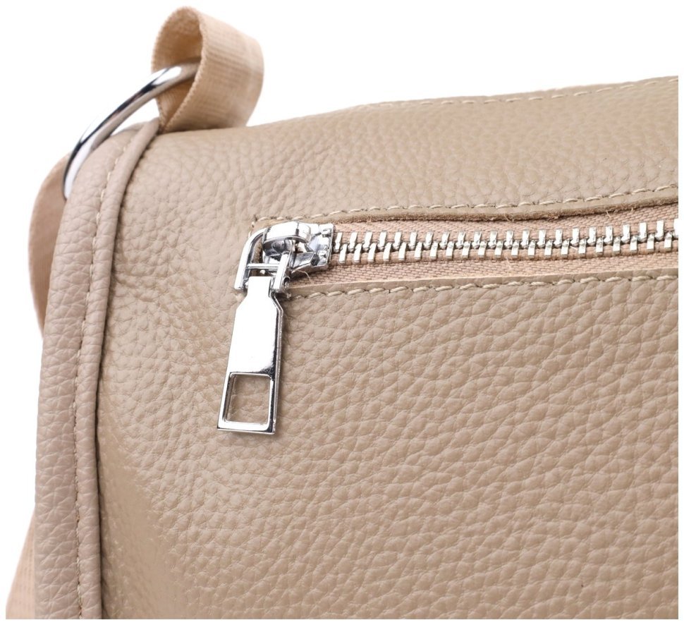 Жіноча напівкругла сумка зі шкіри флотар через плече Vintage 103160 бежева modnotak фото №5