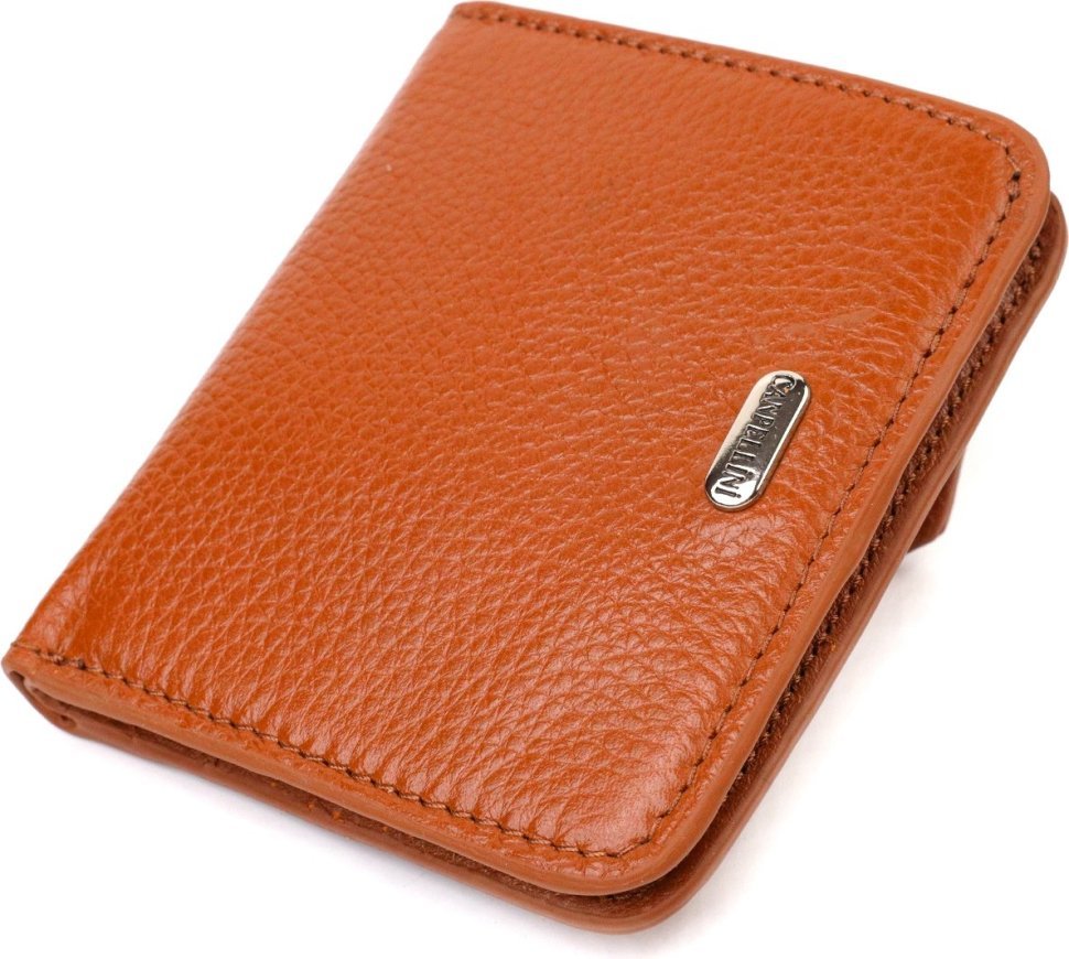 Невеликий гаманець із натуральної шкіри флотар світло-коричневого кольору CANPELLINI (2421796)