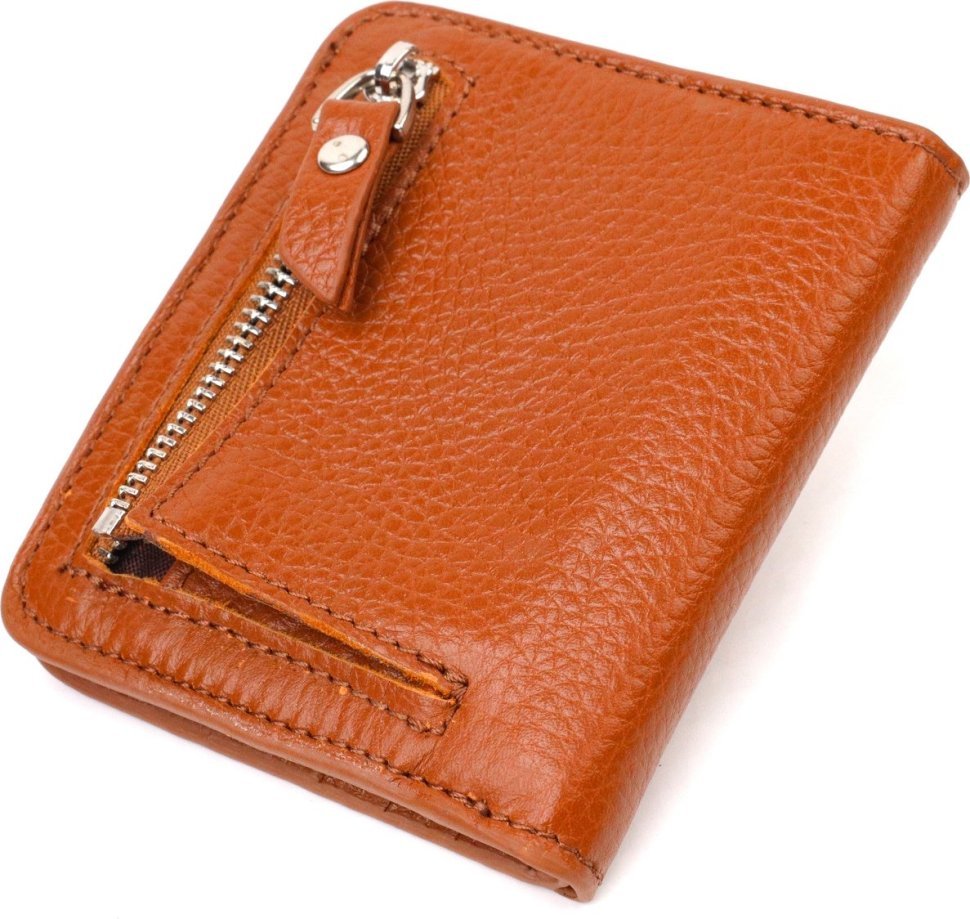 Невеликий гаманець із натуральної шкіри флотар світло-коричневого кольору CANPELLINI (2421796)