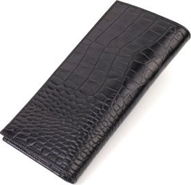 Чорний вертикальний чоловічий купюрник із натуральної шкіри з тисненням під крокодила CANPELLINI (2421896)