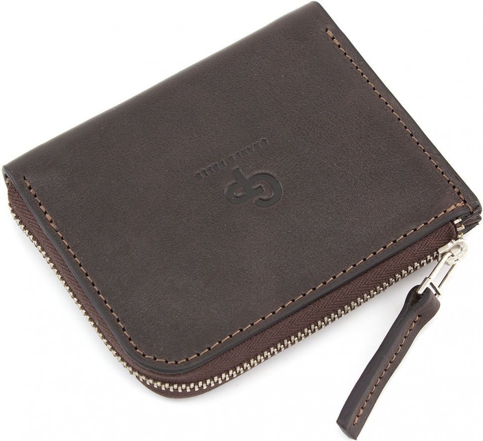 Темно-коричневий гаманець гладкої шкіри без монетниці Grande Pelle (13311)