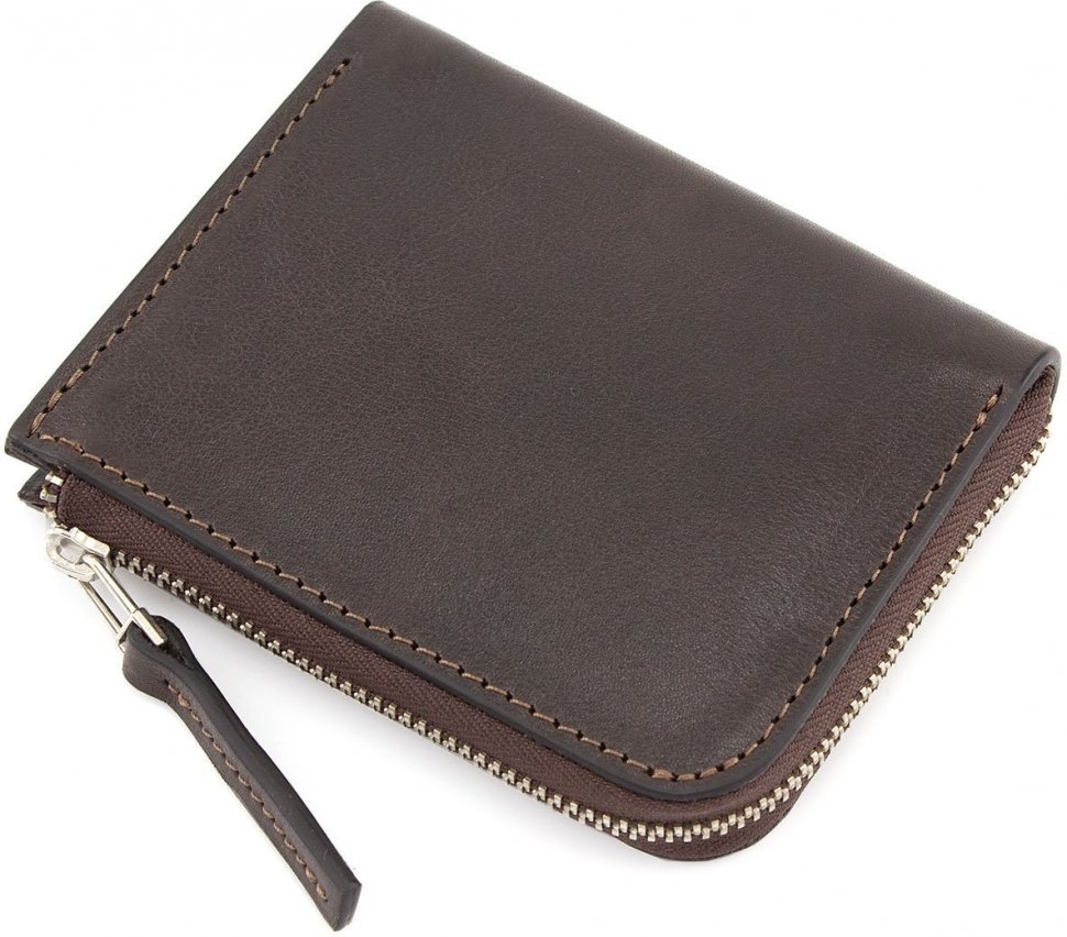 Темно-коричневий гаманець гладкої шкіри без монетниці Grande Pelle (13311)