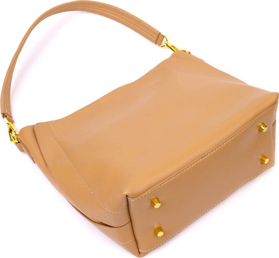 Женская сумка из натуральной кожи песочного цвета с одной лямкой Vintage (2422110)
