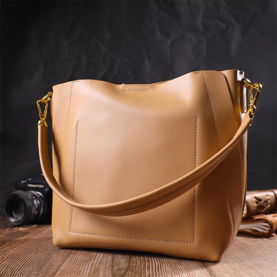 Жіноча сумка з натуральної шкіри пісочного кольору з однією лямкою Vintage (2422110)
