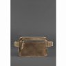 Кожаная сумка на пояс темно-коричневого цвета на молнии BlankNote Dropbag Mini (12630) - 5