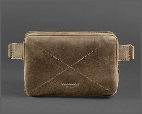 Кожаная сумка на пояс темно-коричневого цвета на молнии BlankNote Dropbag Mini (12630)