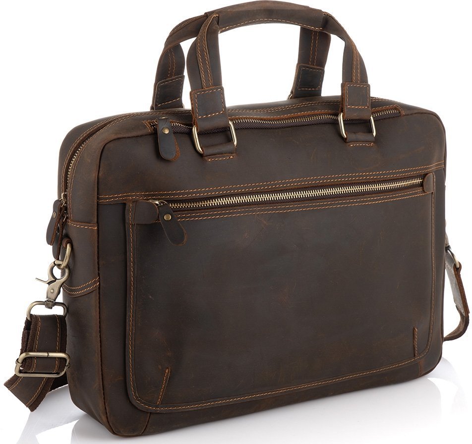 Мужская сумка для ноутбука из винтажной кожи коричневого цвета Tiding Bag (15814)