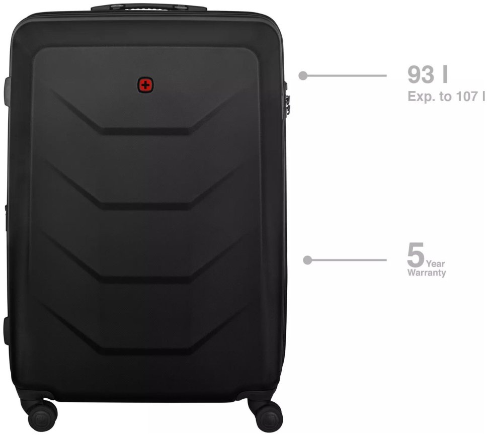 Валіза Wenger, Prymo, велика, пластик, 4 колеса, чорна фото №5 Валіза Wenger, Prymo, велика, пластик, 4 колеса, чорна modnotak фото №5