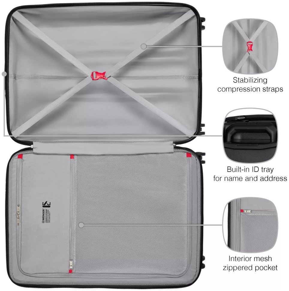 Валіза Wenger, Prymo, велика, пластик, 4 колеса, чорна фото №7 Валіза Wenger, Prymo, велика, пластик, 4 колеса, чорна modnotak фото №7