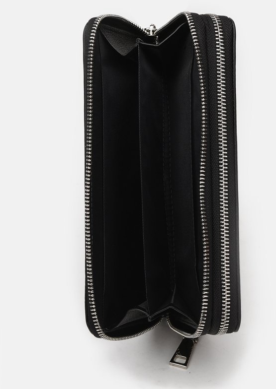 Мужской кожаный клатч в классическом черном цвете на две молнии Ricco Grande (22084)