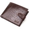 Чоловічий гаманець з натуральної шкіри коричневого кольору з тисненням під крокодила BOND (2422043) - 1