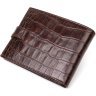 Мужской горизонтальный кошелек из натуральной кожи коричневого цвета с тиснением под крокодила BOND (2422043) - 2
