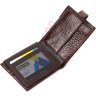 Чоловічий гаманець з натуральної шкіри коричневого кольору з тисненням під крокодила BOND (2422043) - 4
