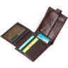 Чоловічий гаманець з натуральної шкіри коричневого кольору з тисненням під крокодила BOND (2422043) - 5