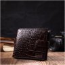 Чоловічий гаманець з натуральної шкіри коричневого кольору з тисненням під крокодила BOND (2422043) - 7