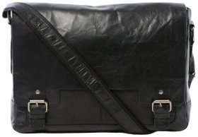 Ділова чоловіча сумка з натуральної шкіри для ноутбука до 15" Ashwood чорного кольору 94360