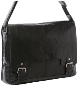 Ділова чоловіча сумка з натуральної шкіри для ноутбука до 15" Ashwood чорного кольору 94360