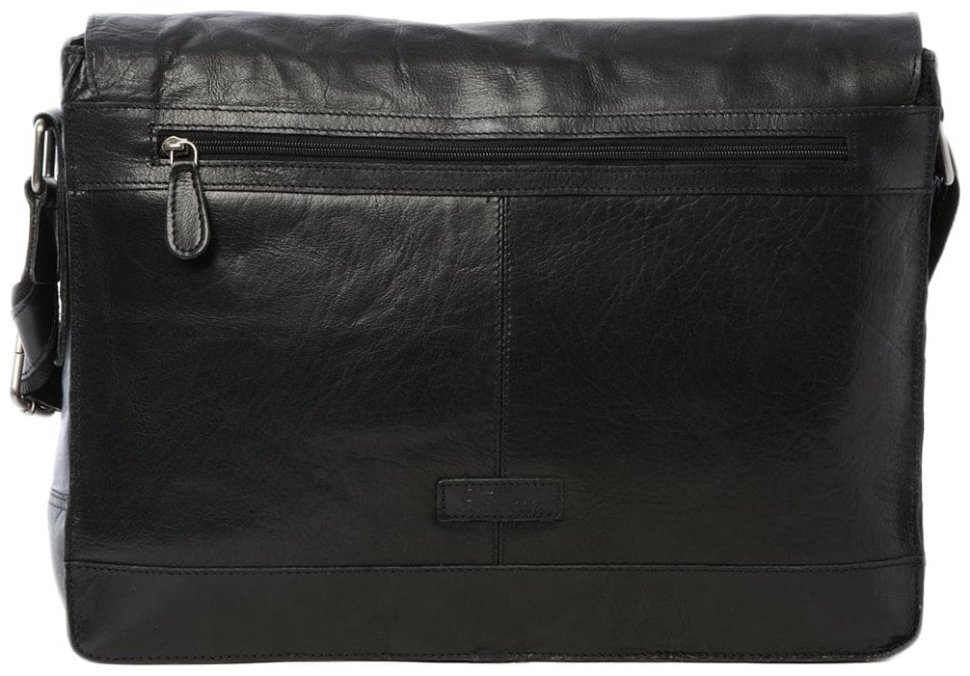 Деловая мужская сумка из натуральной кожи для ноутбука до 15" Ashwood черного цвета 94360 modnotak фото №3