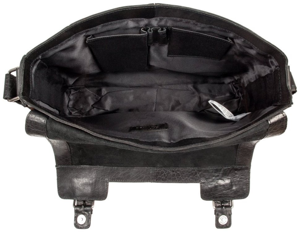 Деловая мужская сумка из натуральной кожи для ноутбука до 15" Ashwood черного цвета 94360 modnotak фото №7