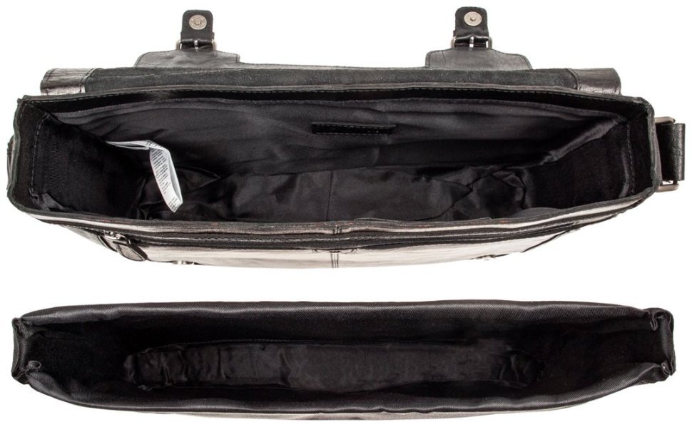 Деловая мужская сумка из натуральной кожи для ноутбука до 15" Ashwood черного цвета 94360 modnotak фото №9