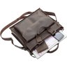 Темно-коричнева сумка для ноутбука зі шкіри крейзі SHVIGEL (11109) - 3