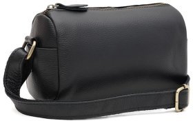 Жіноча сумка кросбоді із фактурної шкіри чорного кольору Borsa Leather 104560