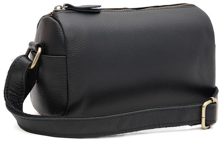 Женская сумка кроссбоди из фактурной кожи черного цвета Borsa Leather 104560 modnotak фото №1