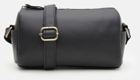 Жіноча сумка кросбоді із фактурної шкіри чорного кольору Borsa Leather 104560