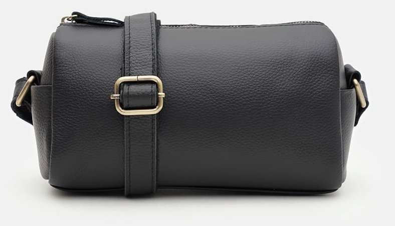 Женская сумка кроссбоди из фактурной кожи черного цвета Borsa Leather 104560 modnotak фото №2